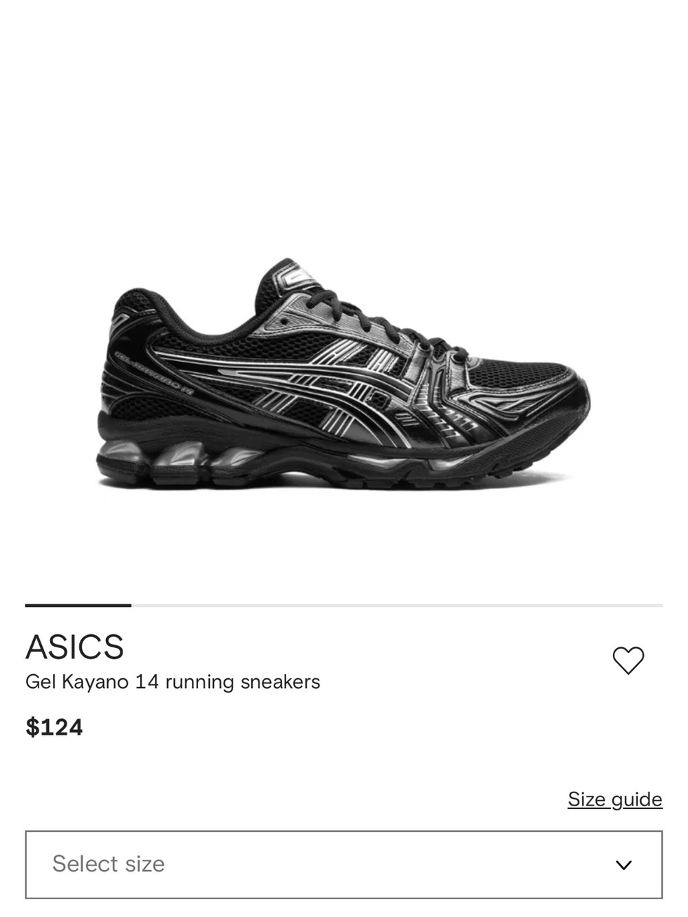Asics Black and Silver Gel-Kayano 14 Running Shoes